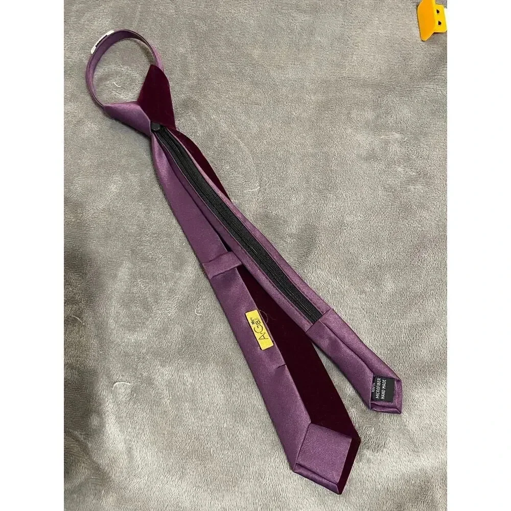 NWOT‎ Argali Purple Velvet Silk Kid Zip Tie Formal